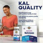 KAL Women's Multivitamin AM/PM, 2 en 1, con Ashwagandha, Silicio, Espirulina Orgánica y GABA, 120 Comprimidos
