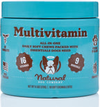 Natural Dog Company 25-in-1 Multivitamin for Dogs – Golosinas blandas formuladas por veterinarios para cachorros, adultos y seniors, 90 unidades