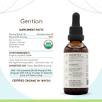 Gentian USDA Orgánico – Gotitas Amargas sin Alcohol para Bienestar Digestivo, Raíz Seca de Gentiana lutea, Vegano, Suplemento Herbal (60 ml)