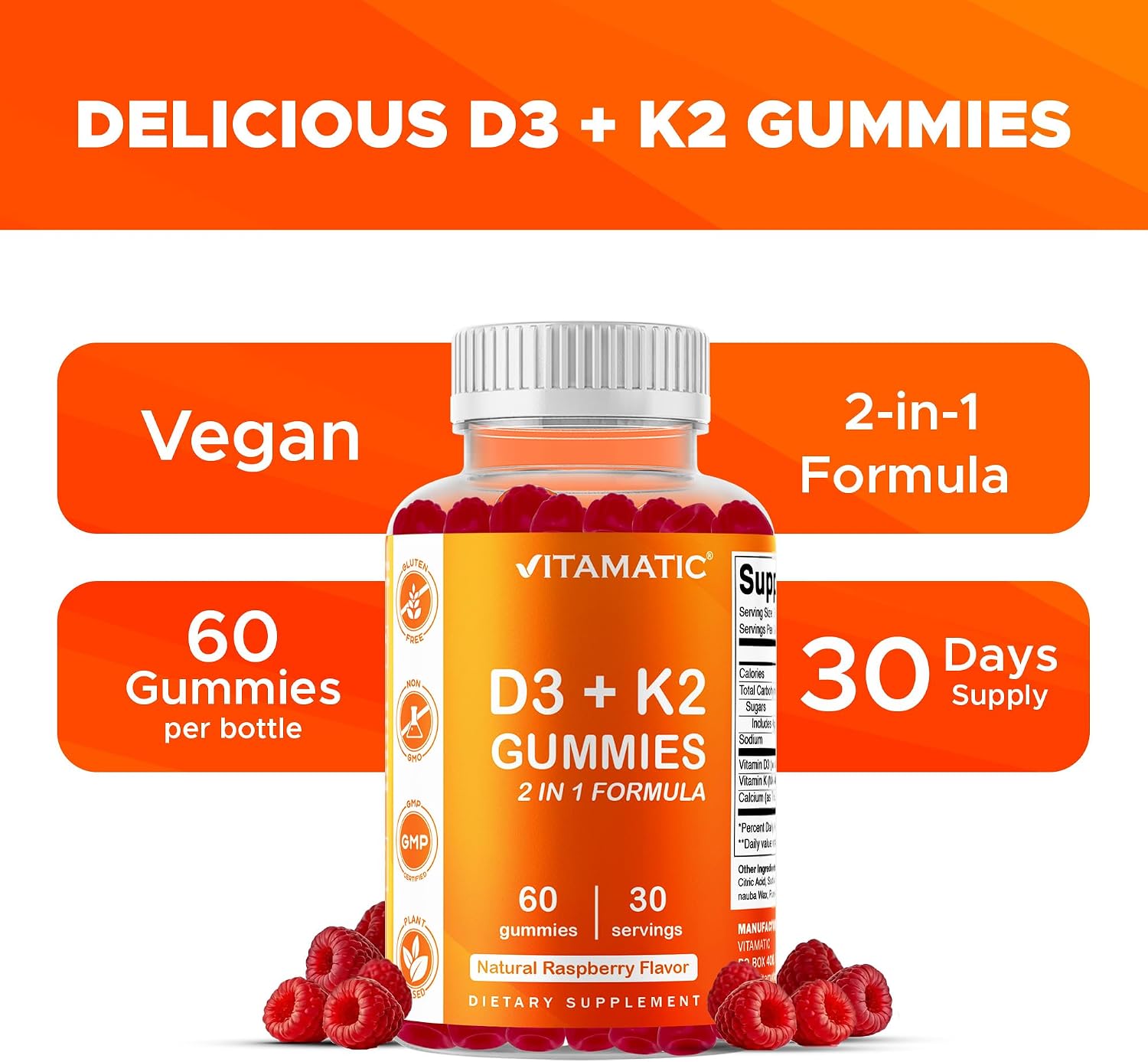 Vitamatic Vitamina D3 + K2 Gominolas – 60 unidades