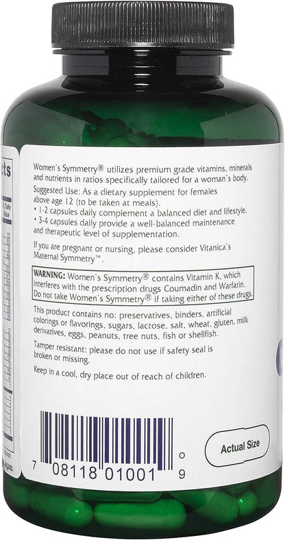 Vitanica Women's Symmetry, Multivitamínico Diario de Alta Potencia para Mujeres, Vegano, 180 Cápsulas – Image 3