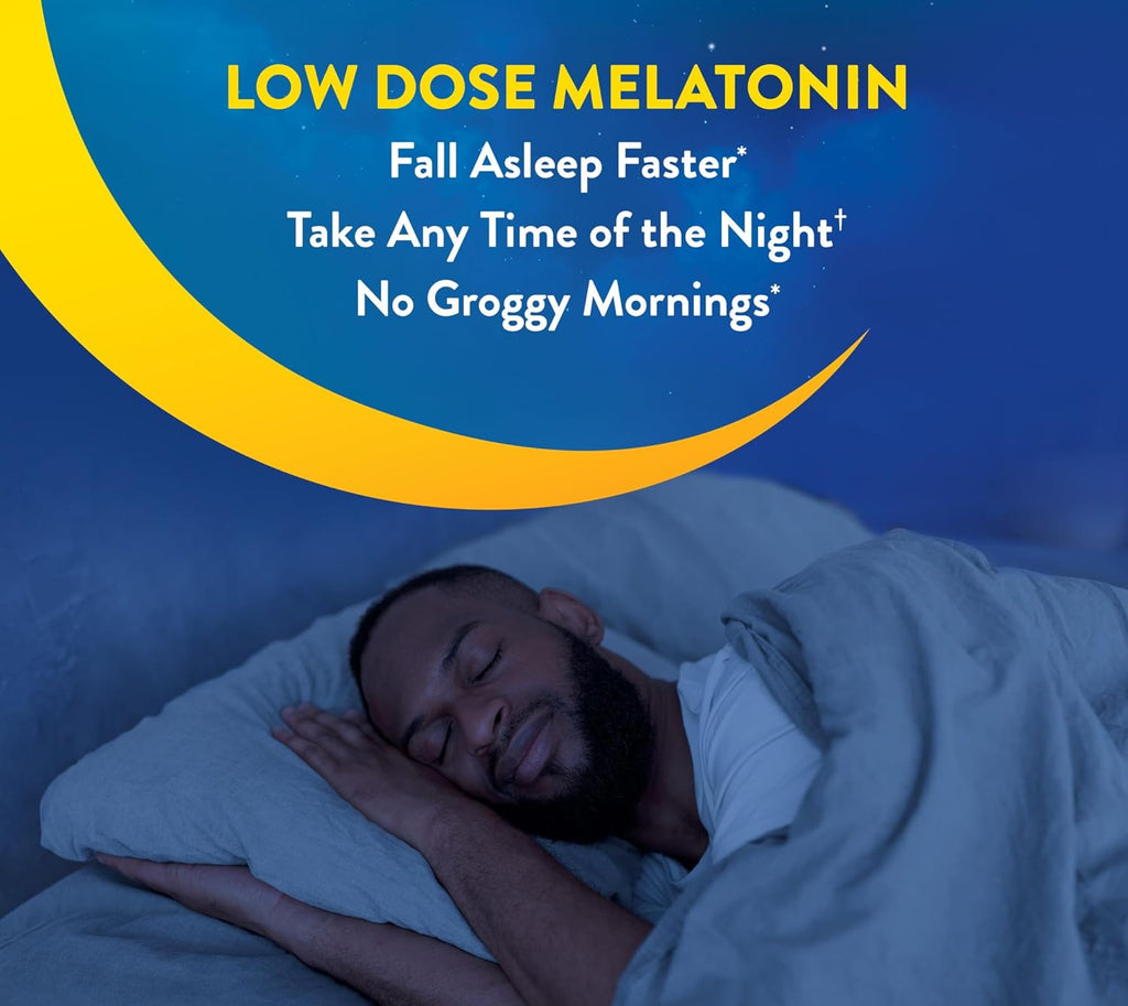 MidNite Back to Sleep Baja Dosis, Melatonina 1.5 mg, Ayuda para Dormir, 30 Comprimidos de Fusión Rápida