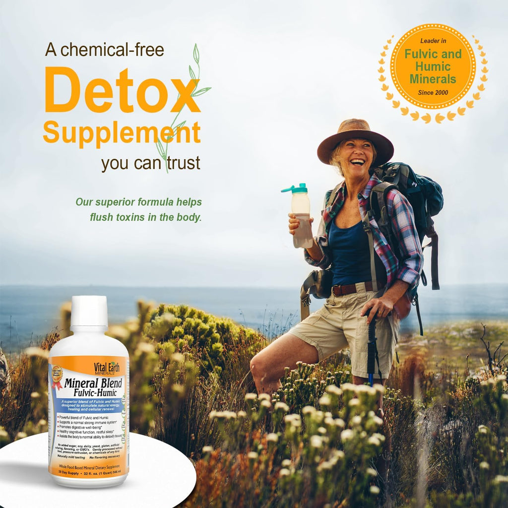 Vital Earth Minerals Detox y Bienestar – Mezcla de Minerales Fúlvicos y Húmicos con Más de 70 Minerales Traza + Super Multi, Multivitamínico Líquido, 2×946 ml