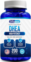 DHEA 100 mg 200 Capsules - High Potency Dehydroepiandrosterone Supplement