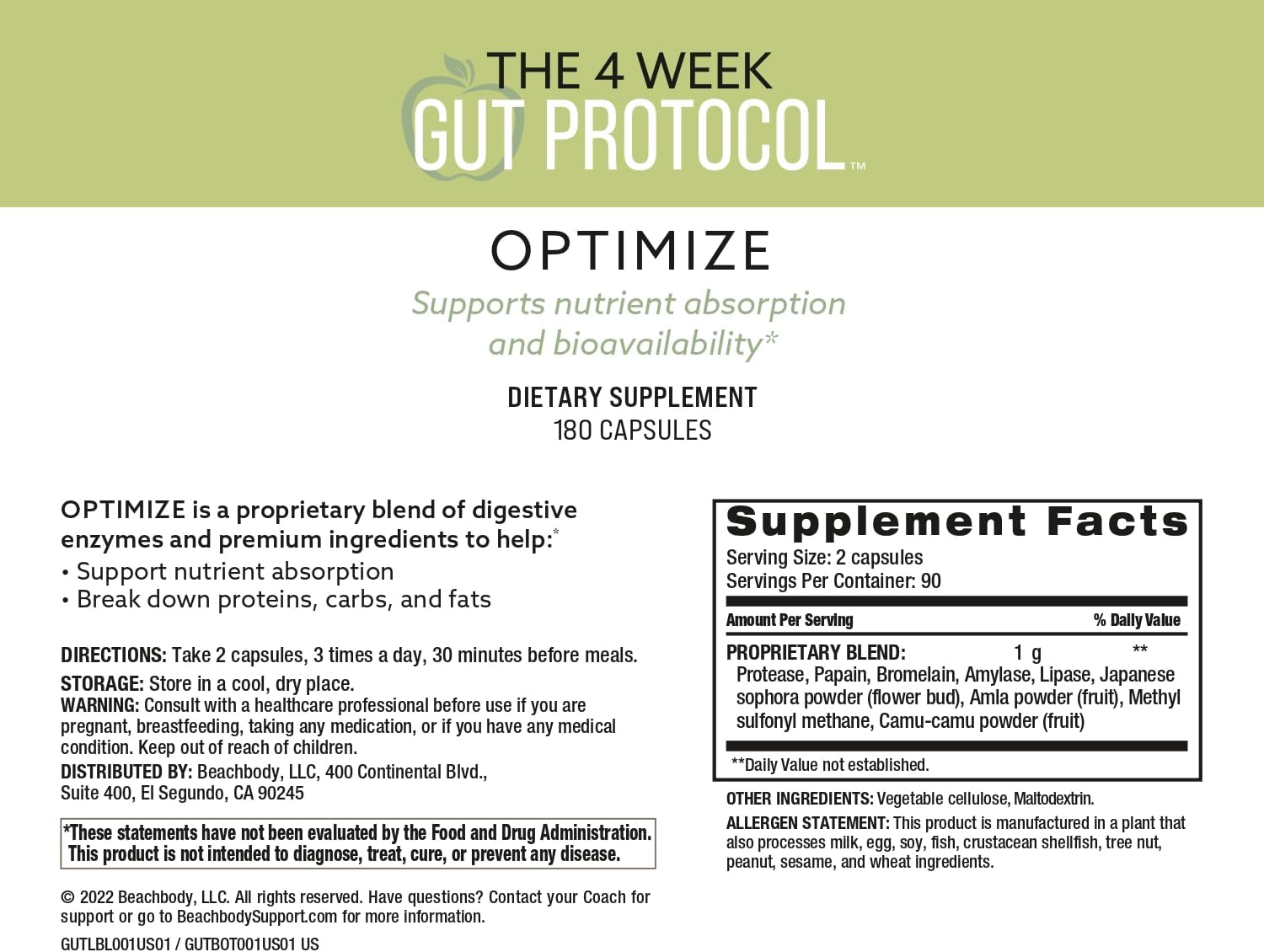 BODi Suplementos para la Salud Intestinal - Protocolo de 4 Semanas Revitalize & Optimize - Mezcla de Probióticos y Enzimas para la Salud Digestiva - 3 Mil Millones de UFC Bacillus coagulans - Cápsulas Vegetales