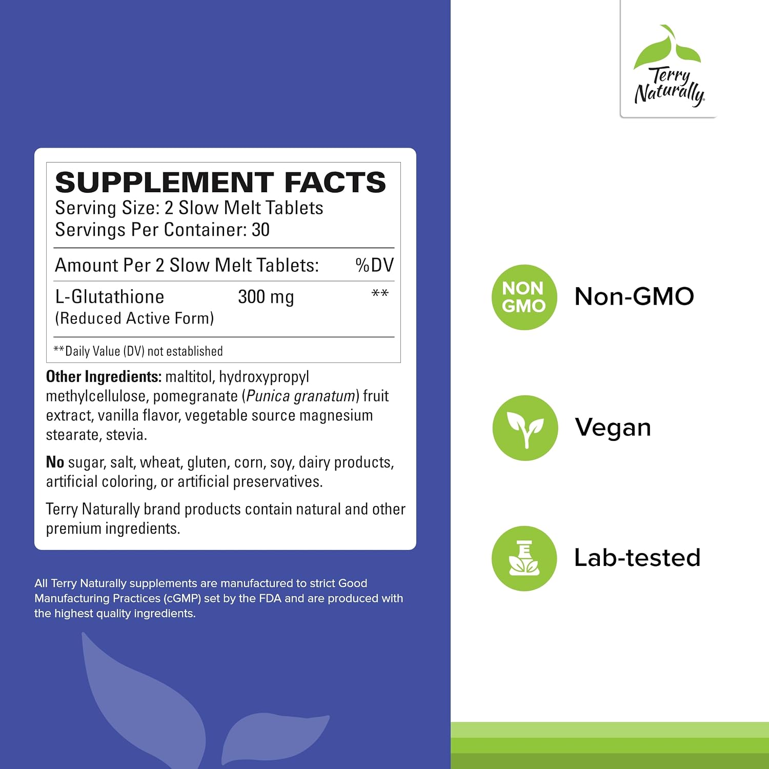 Terry Naturally Clinical Glutathione - Suplemento Antioxidante con L-Glutation - Alta Absorción - 60 Comprimidos Bucodispersables (Pack de 2)