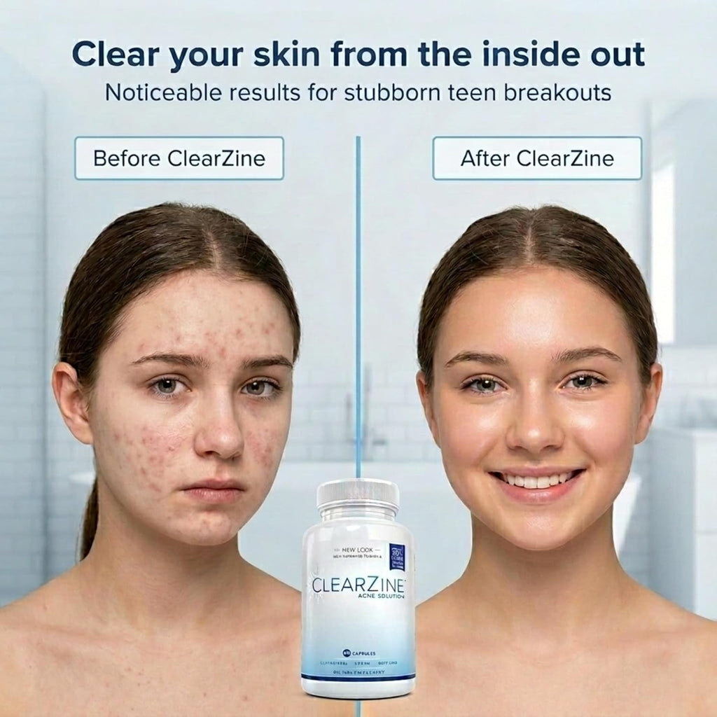 ClearZine Acne Pills - Suplemento para el acné (2 frascos, 90 cápsulas cada uno)