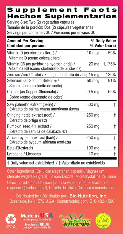 Bio Nutrition Prostate Wellness con Extracto de Semilla de Calabaza – 60 Cápsulas – Image 6