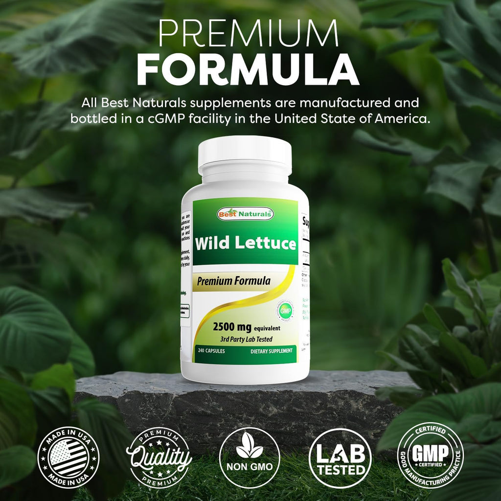 Best Naturals Wild Lettuce 10:1 Extract 250 mg - 240 Capsules