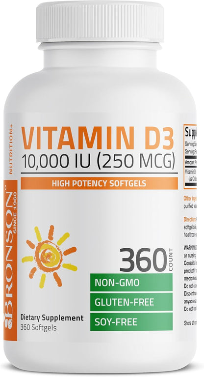 Bronson Vitamina D3 10.000 UI (250 mcg) Alta – Función muscular normal: Contribuye al rendimiento físico y a la – Image 4