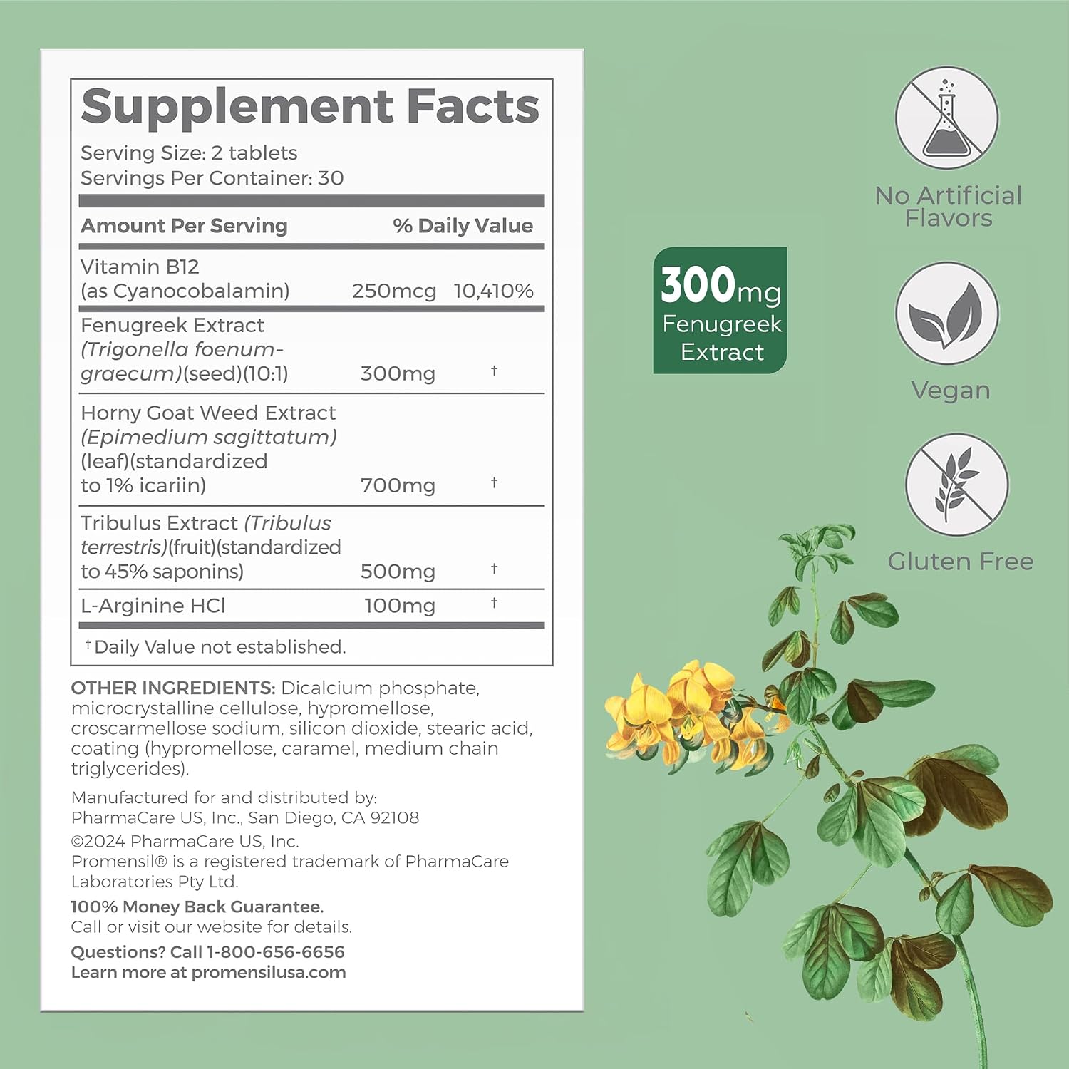 Promensil Libido & Energy - Potenciador de libido femenina con fenogreco y vitaminas para la menopausia, 60 comprimidos