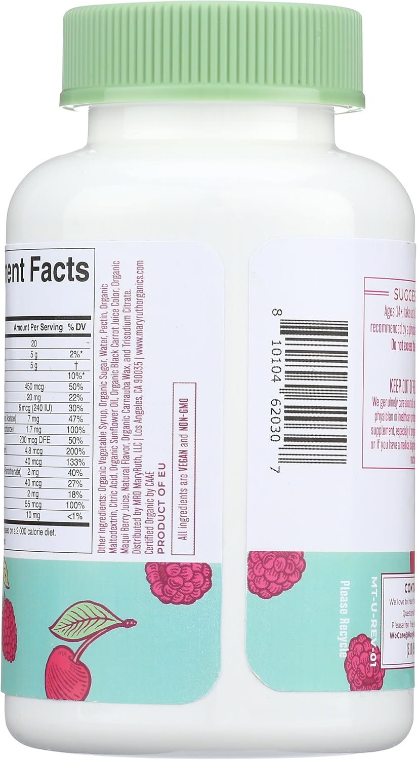 MaryRuth's Multivitamin Gominolas para Mujeres a partir de 14 Años | Apoyo Inmunológico | Salud de Piel y Cabello | Salud Reproductiva | Vitamina A C D E B6 B12 Biotina Zinc Yodo | Orgánico | Vegano | No GMO | 60 Unidades