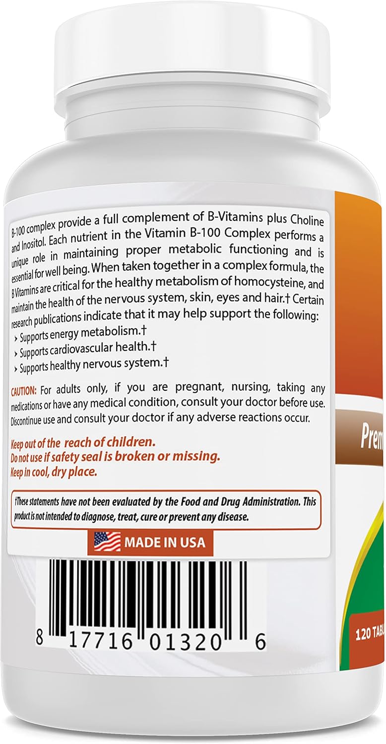 Best Naturals B-100 Complex para adultos, 120 Cápsulas
