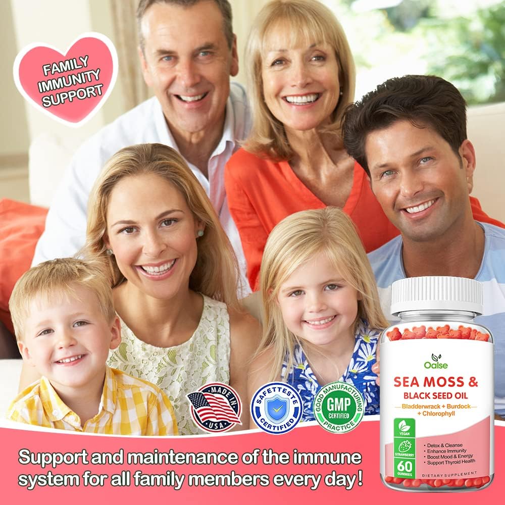 OALSE Gominolas de Sea Moss 8 en 1 - 1800mg Musgo Marino, Clorofila, Vitamina C, D3 y Zinc