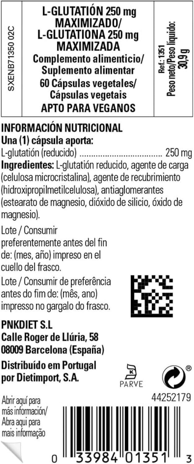 Solgar Reduced L-Glutathione 250 mg, 60 Cápsulas