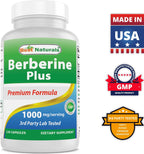 Best Naturals Berberine Plus 1000 mg por ración 120 cápsulas (Pack de 3)