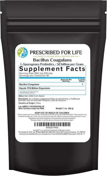 Prescribed For Life Bacillus Coagulans en Polvo - Probiótico de Esporas - 28 g – Image 1