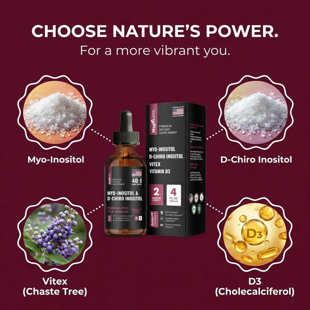Myo-Inositol y D-Chiro Inositol Gotas Líquidas 40:1 con Vitex y Vitamina D3 - 118 ml