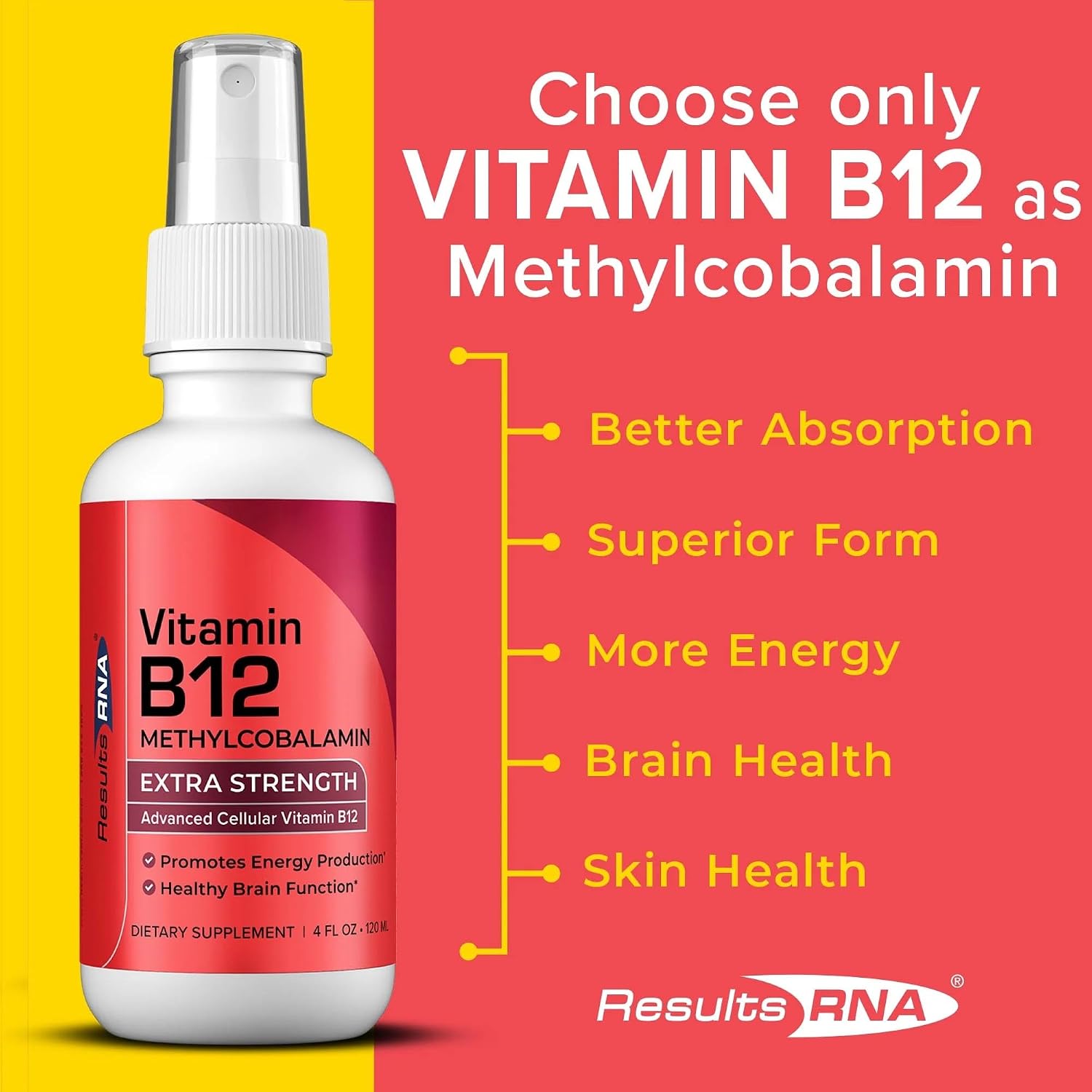 Results RNA - Advanced Cellular Vitamin B12 Spray - Metilcobalamina 1500 mcg - 60 Servicios