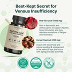 VINATURA Extracto de Hoja de Vid Roja y Castaño de Indias - 1300mg por dosis - 60 Cápsulas