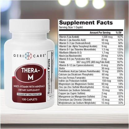 GeriCare Thera M Multivitamínico con – Vitamina D3 (400 UI): Necesaria para la absorción del calcio y el – Image 3