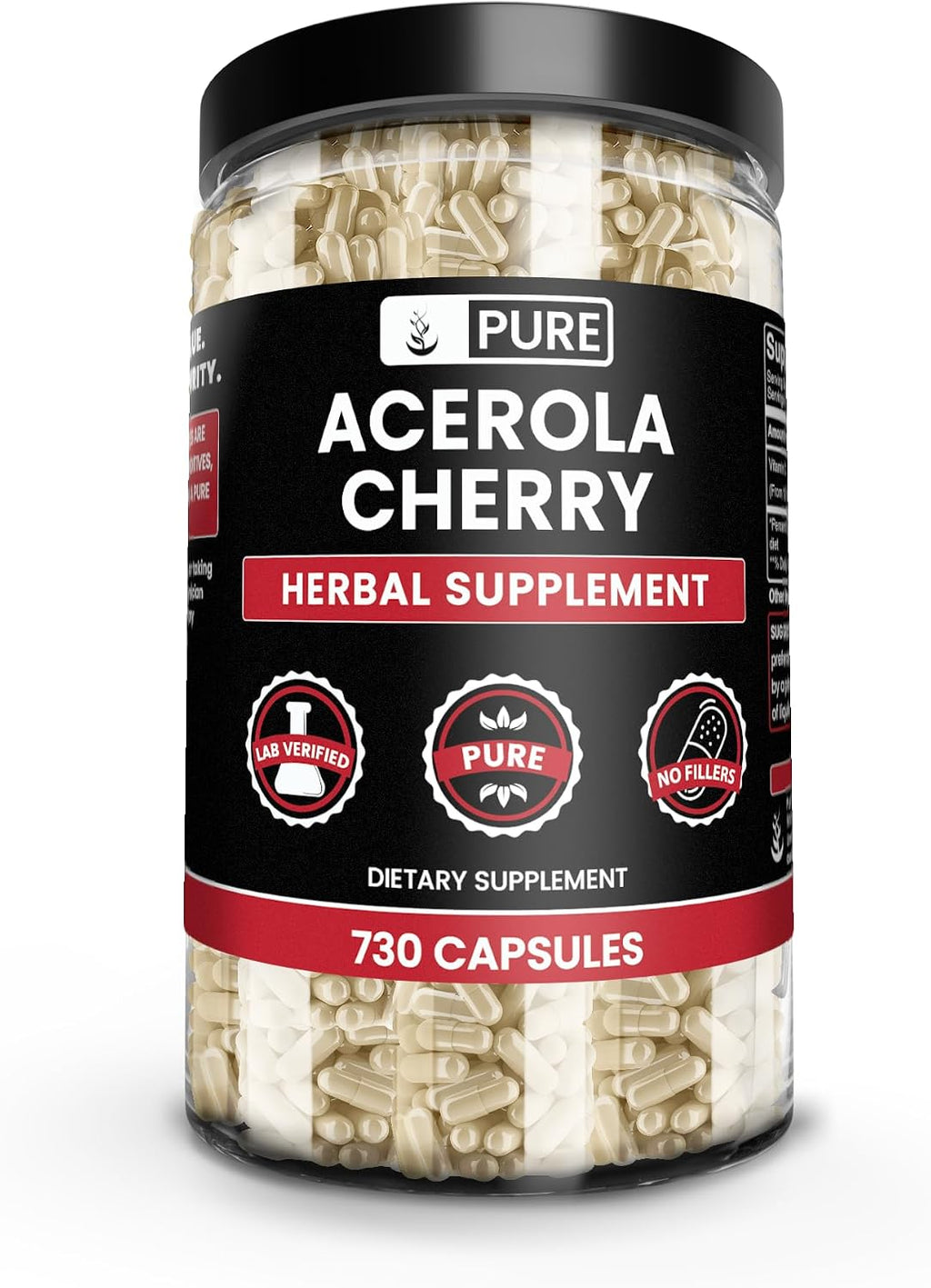 Pure Original Ingredients Acerola Cherry (730 Cápsulas) - Sin Rellenos de Magnesio o Arroz, Siempre Puro, Verificado en Laboratorio