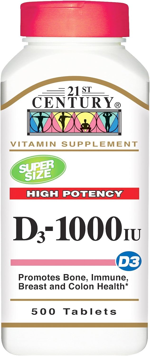 21st Century Vitamina D3 1000 UI, 500 Tablets (2-Pack)