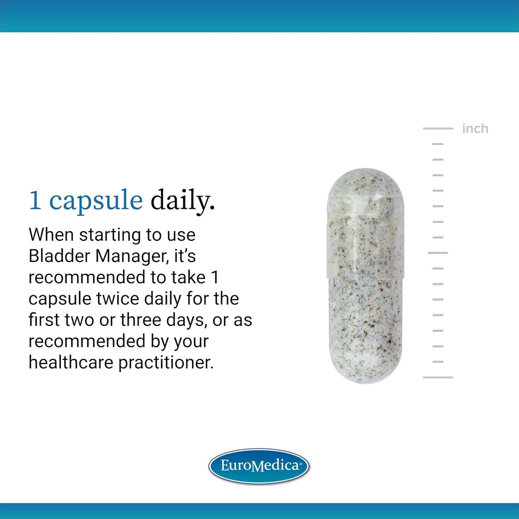 Euromedica Bladder Manager - 30 Capsules - Clinically Studied Herbal Supplement - Supports Bladder Strength and Urinary Tract Function - Formulated for Men and Women - 30 Servings