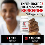 10X Health Berberine 500mg - Dihidroberberina - 30 Cápsulas