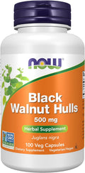 NOW Foods Suplemento de Cáscara de Nuez Negra (Juglans nigra) 500 mg, 100 Cápsulas Vegetales