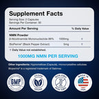 Black Forest NMN 1000 mg - Nicotinamida Mononucleótido con BioPerine® (60 Cápsulas)