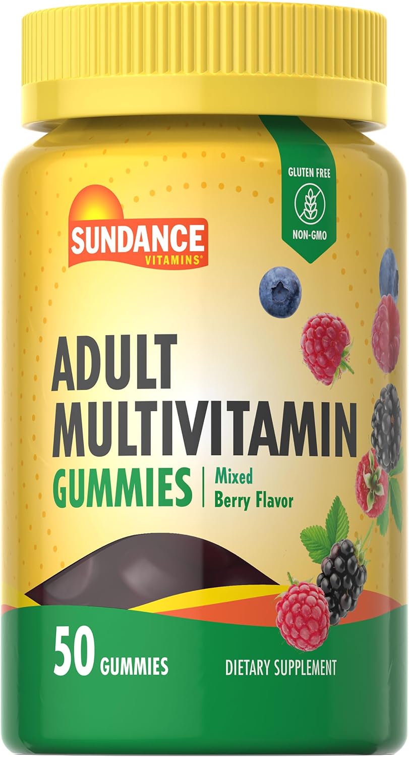 Sundance Adult Multivitamin Gummies – Multivitamínico en gominolas para hombres y mujeres, sabor a frutos rojos, 50 gominolas