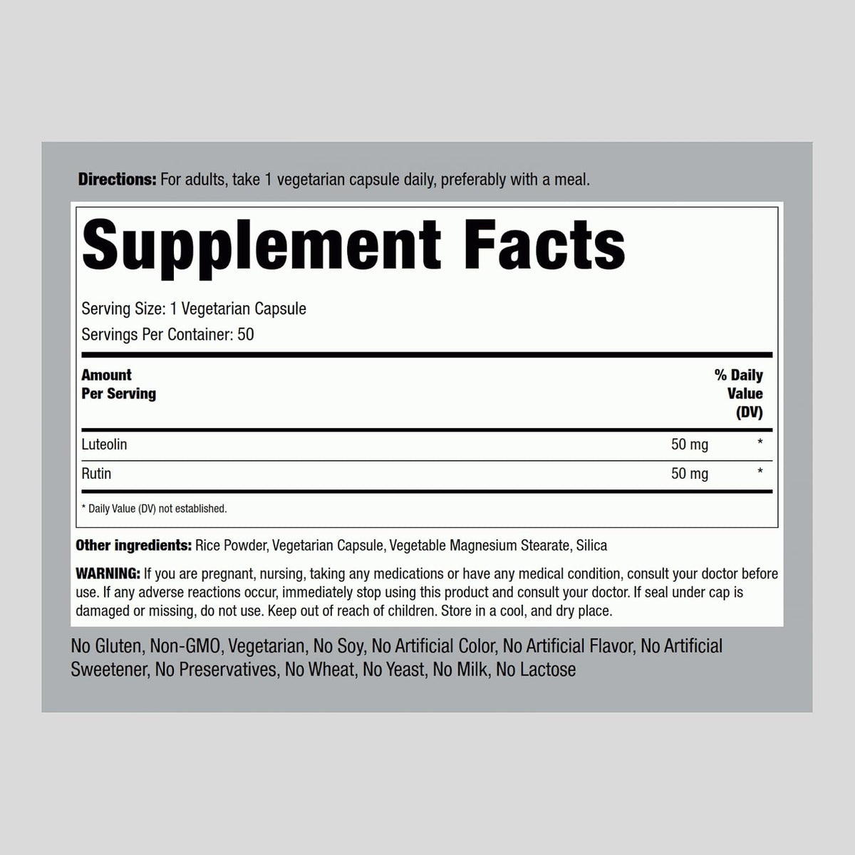 Piping Rock Luteolin Complex con Rutina | 50 Cápsulas | Vegetariano, No OGM, Sin Gluten – Image 2