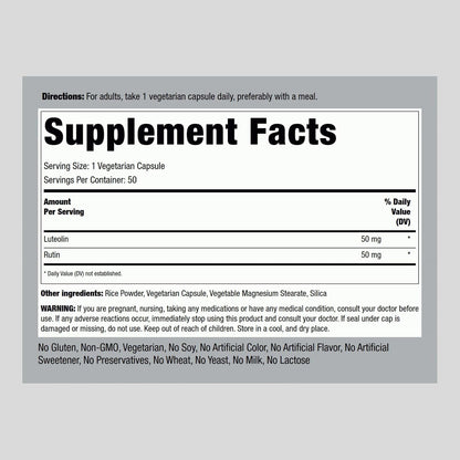 Piping Rock Luteolin Complex con Rutina | 50 Cápsulas | Vegetariano, No OGM, Sin Gluten – Image 2