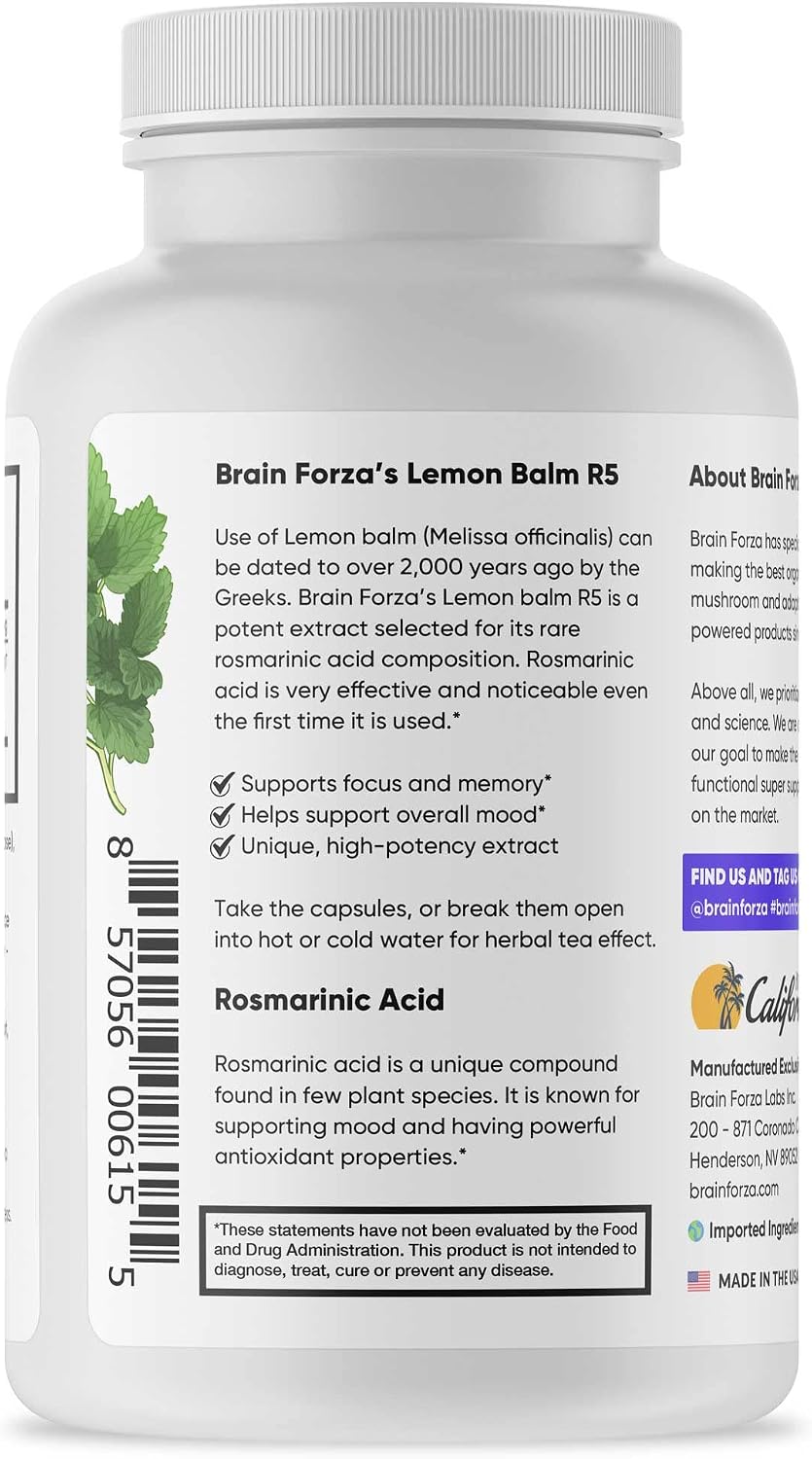 Brain Forza Lemon Balm Extract R5 - 90 Capsules (5% Rosmarinic Acid)
