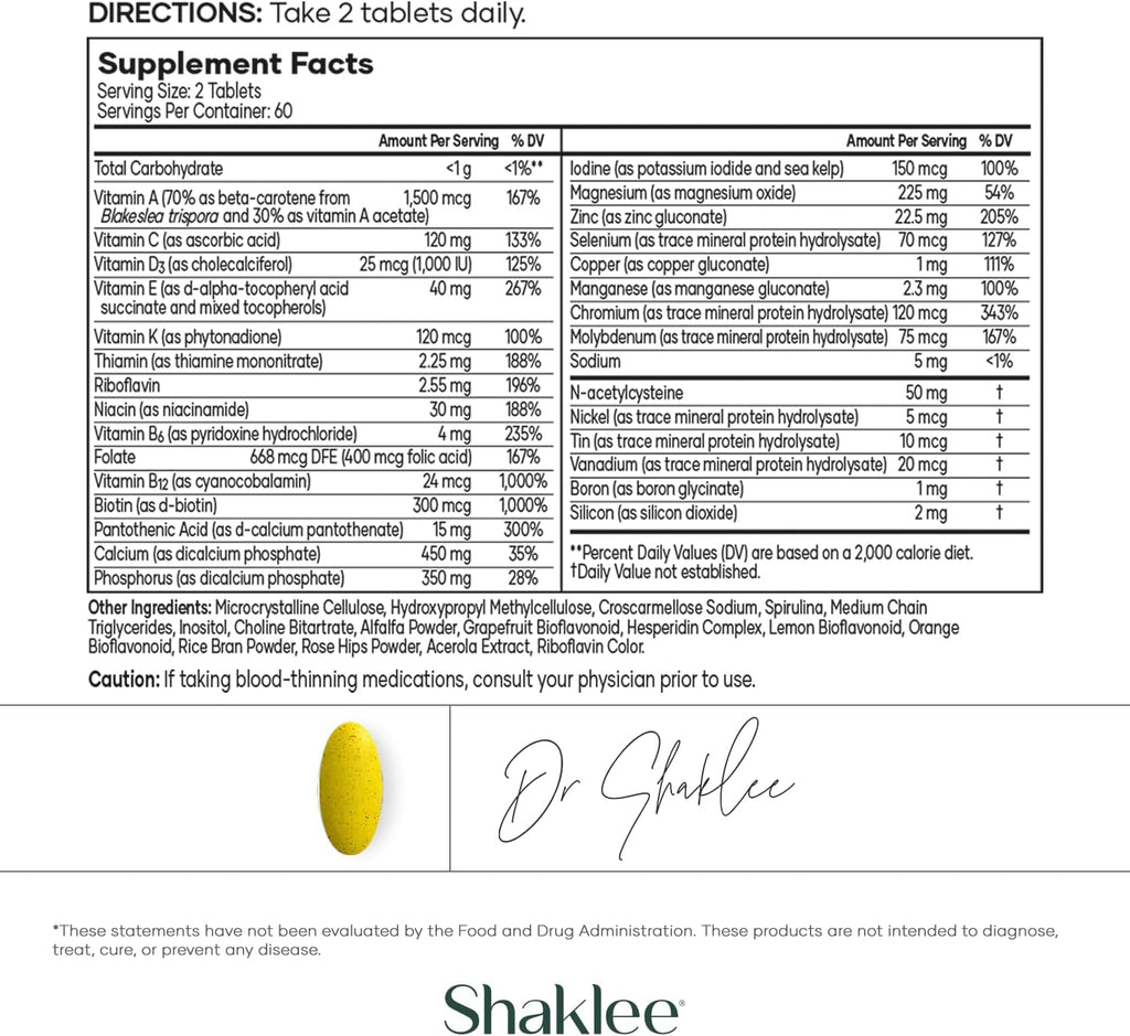 Vita-Lea Gold con Vitamina K para Adultos Mayores de 50 - Fórmula Multivitamínica de Alta Potencia - 120 Comprimidos