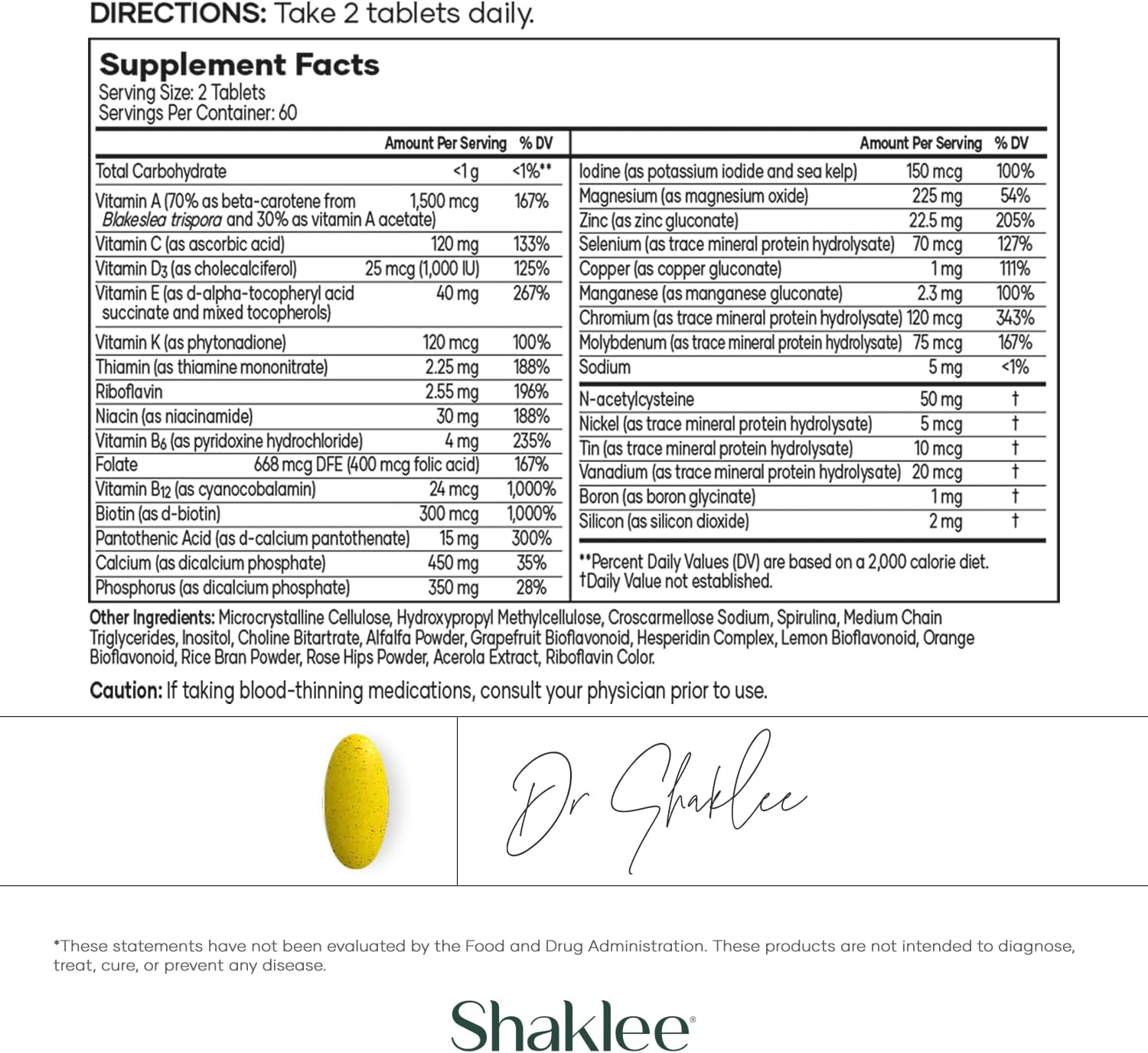 Vita-Lea Gold con Vitamina K para Adultos Mayores de 50 - Fórmula Multivitamínica de Alta Potencia - 120 Comprimidos