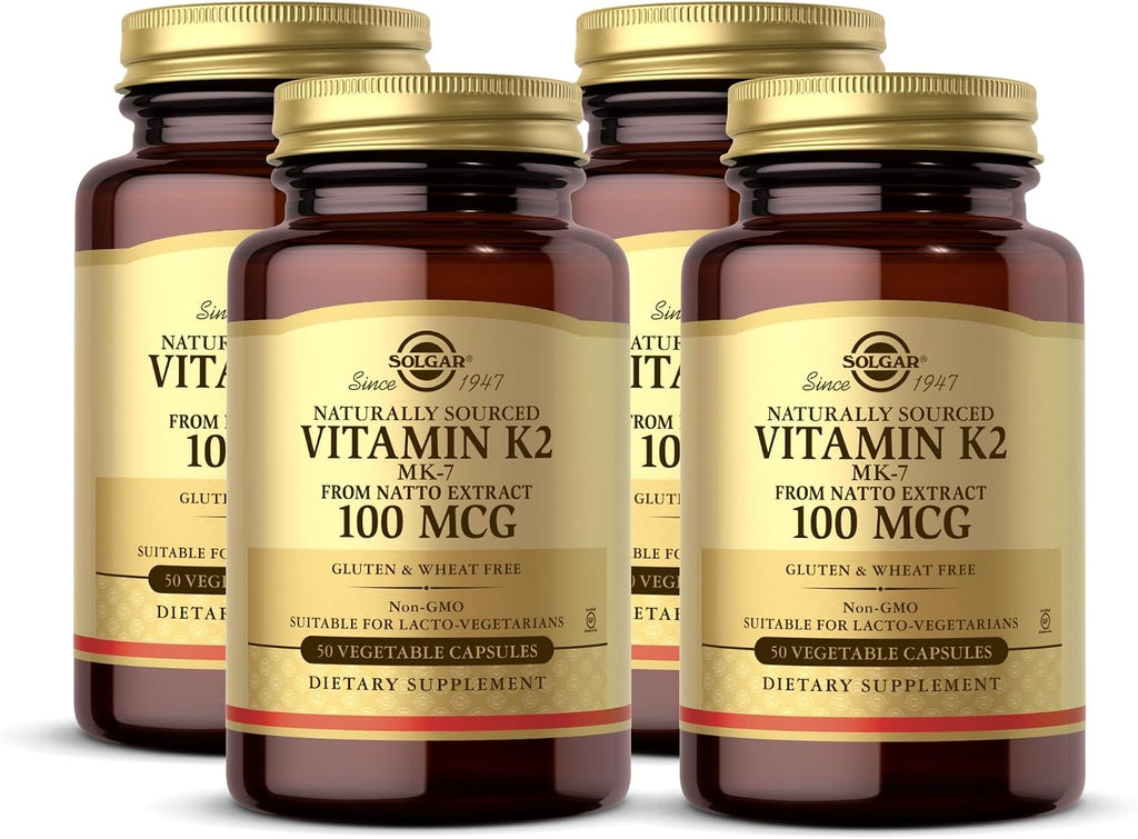 Solgar Vitamina K2 (MK-7) 100 mcg - 50 Cápsulas Vegetales, Pack de 4