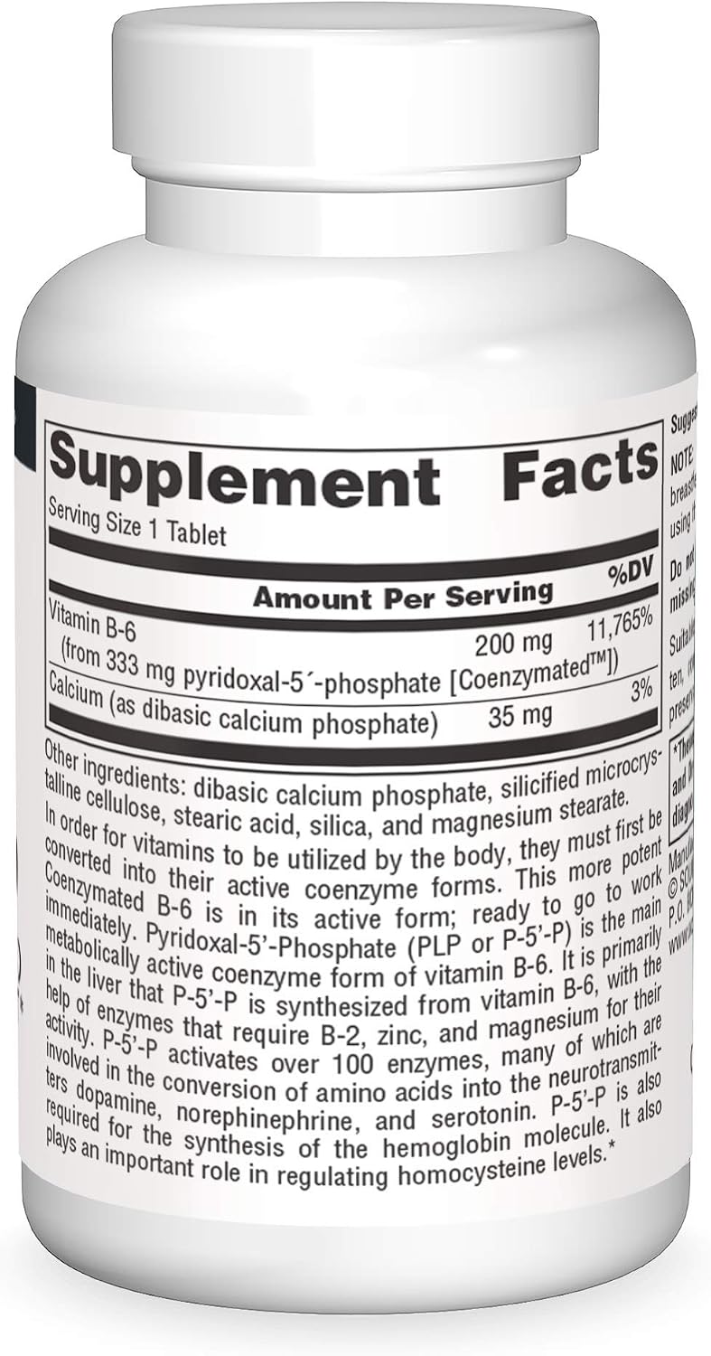 Source Naturals Coenzymated B-6 – Piridoxal Fosfato 333 mg – 30 tabletas