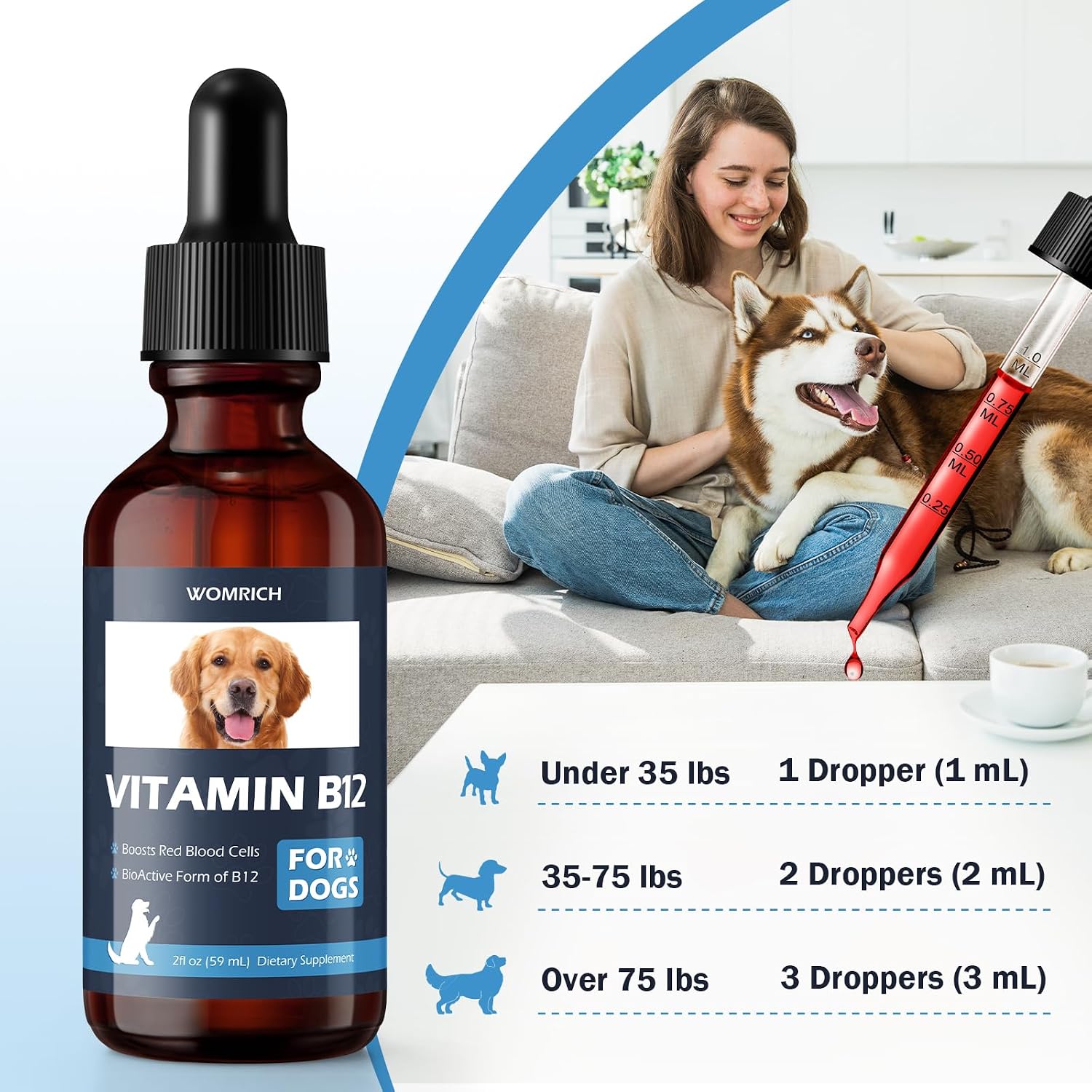 Vitamina B12 para Perros con Metilcobalamina | Estimulante del Apetito y Apoyo Energético | 60 ml