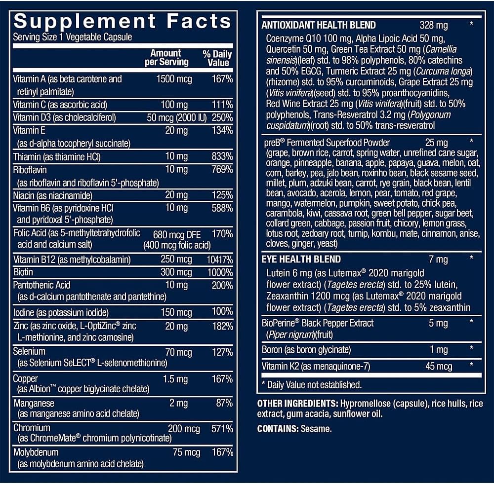 Vthrive BioActive Men 50+ Multivitamínico Diario para Hombres Mayores de 50 Años