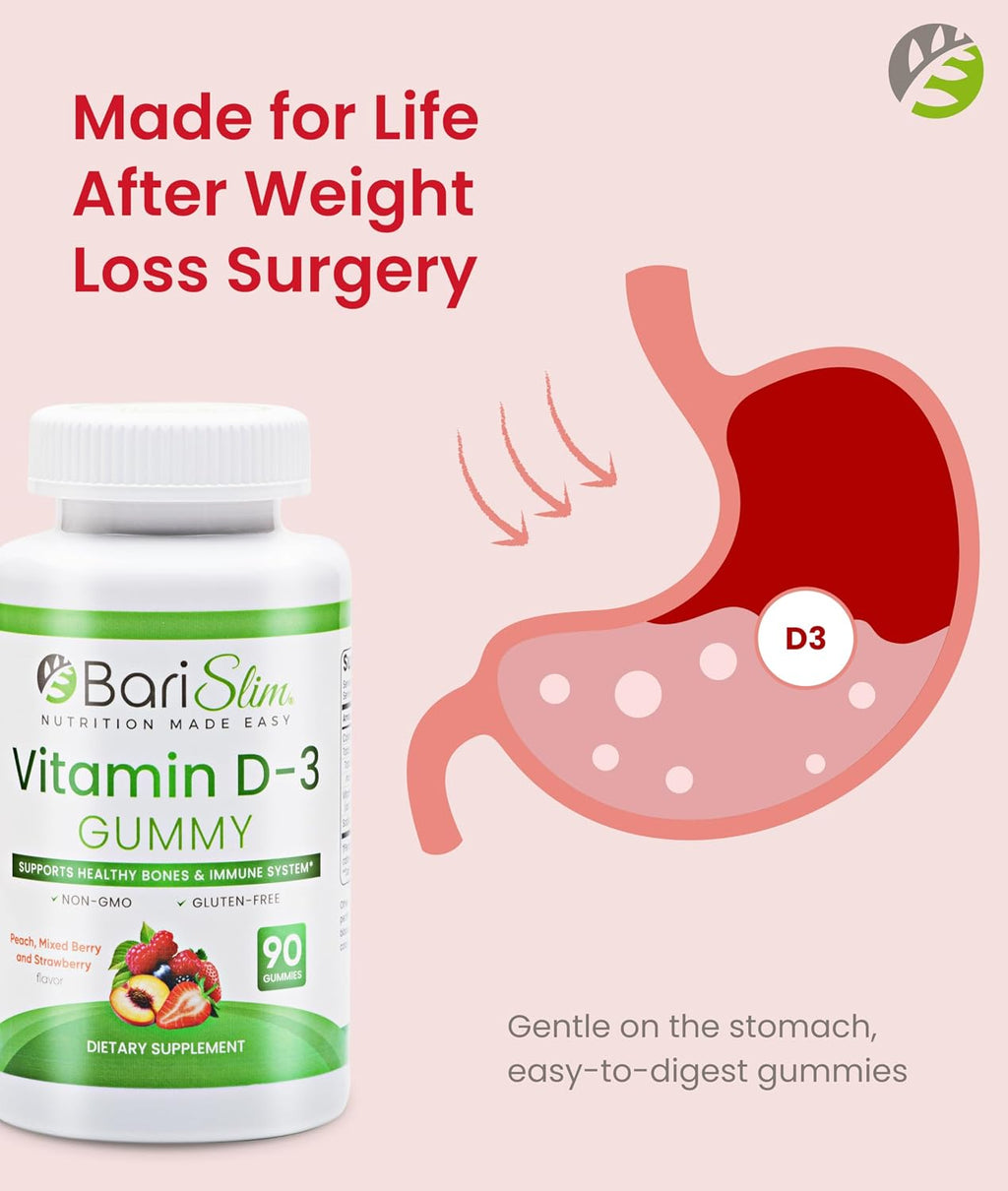 BariSlim Gomitas de Vitamina D3 - 2000 UI - 90 Gomitas para Salud Ósea e Inmunitaria