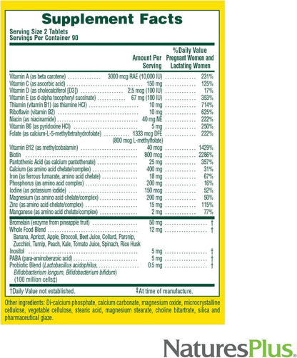 NaturesPlus Source of Life Prenatal - 180 Comprimidos - Multivitamínico y Mineral con Hierro - Apoyo Nutricional para el – Image 5