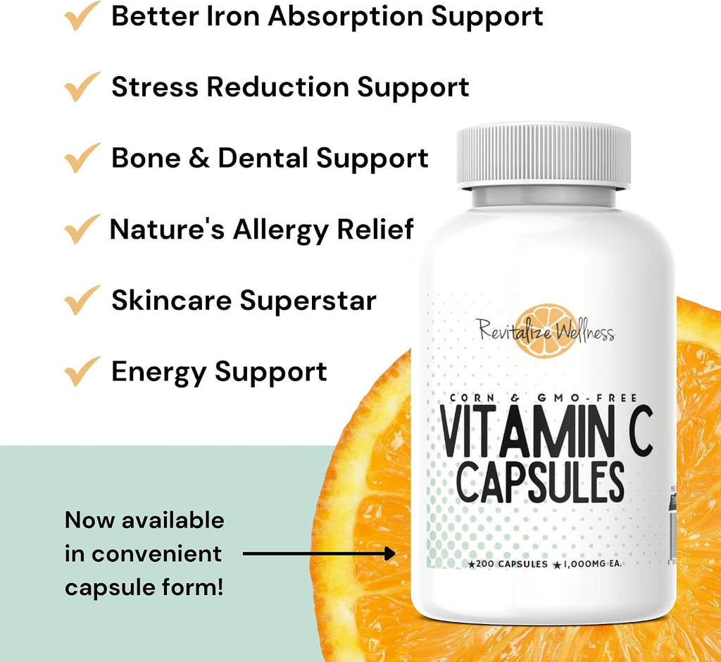 Revitalize Wellness Vitamina C Cápsulas 1000 mg - 200 Cápsulas