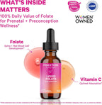 Pink Stork Gotas de Folato Líquido – Metilfolato 5-MTHF, Suplemento Prenatal Vegano (59 ml)