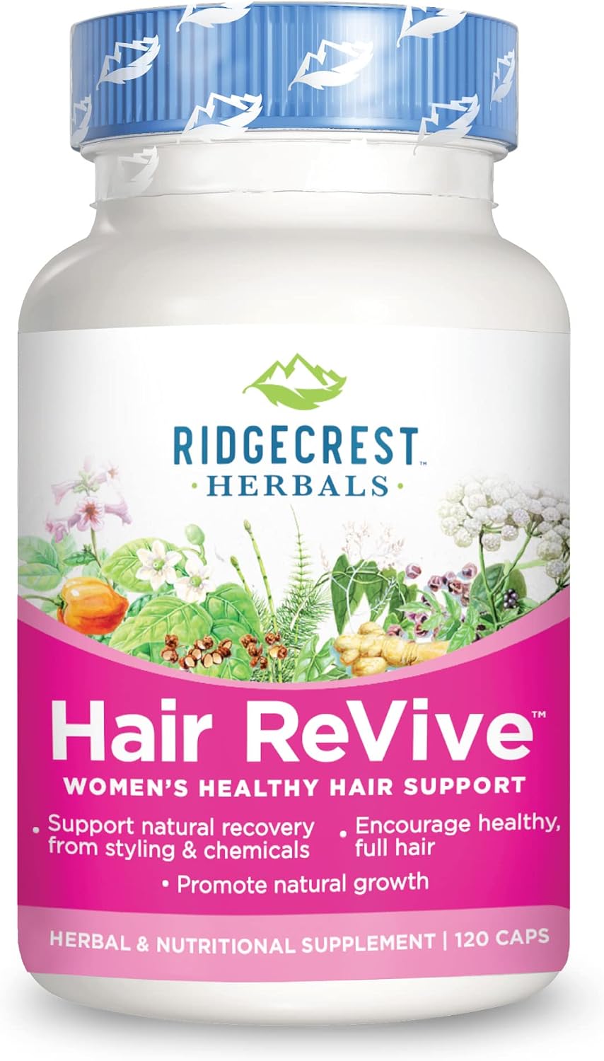 RidgeCrest Herbals Hair ReVive - Suplemento Capilar con Biotina, Vitamina C, Zinc y Cobre (120 Cápsulas, 30 Días)