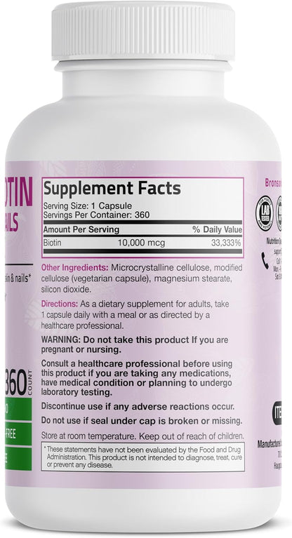 Bronson Ultra Biotina 10.000 mcg - – La biotina contribuye al funcionamiento normal del sistema nervioso. – Image 2