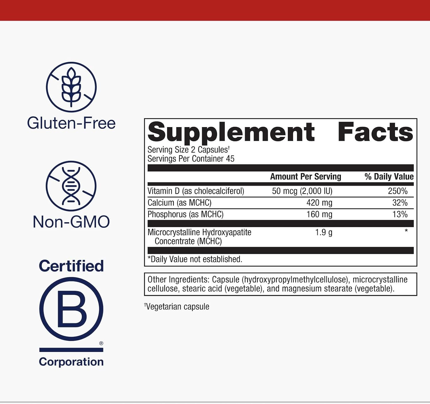 Metagenics Bone Builder Plus - MCHC con Calcio, Fósforo y Vitamina D3 - 90 Cápsulas