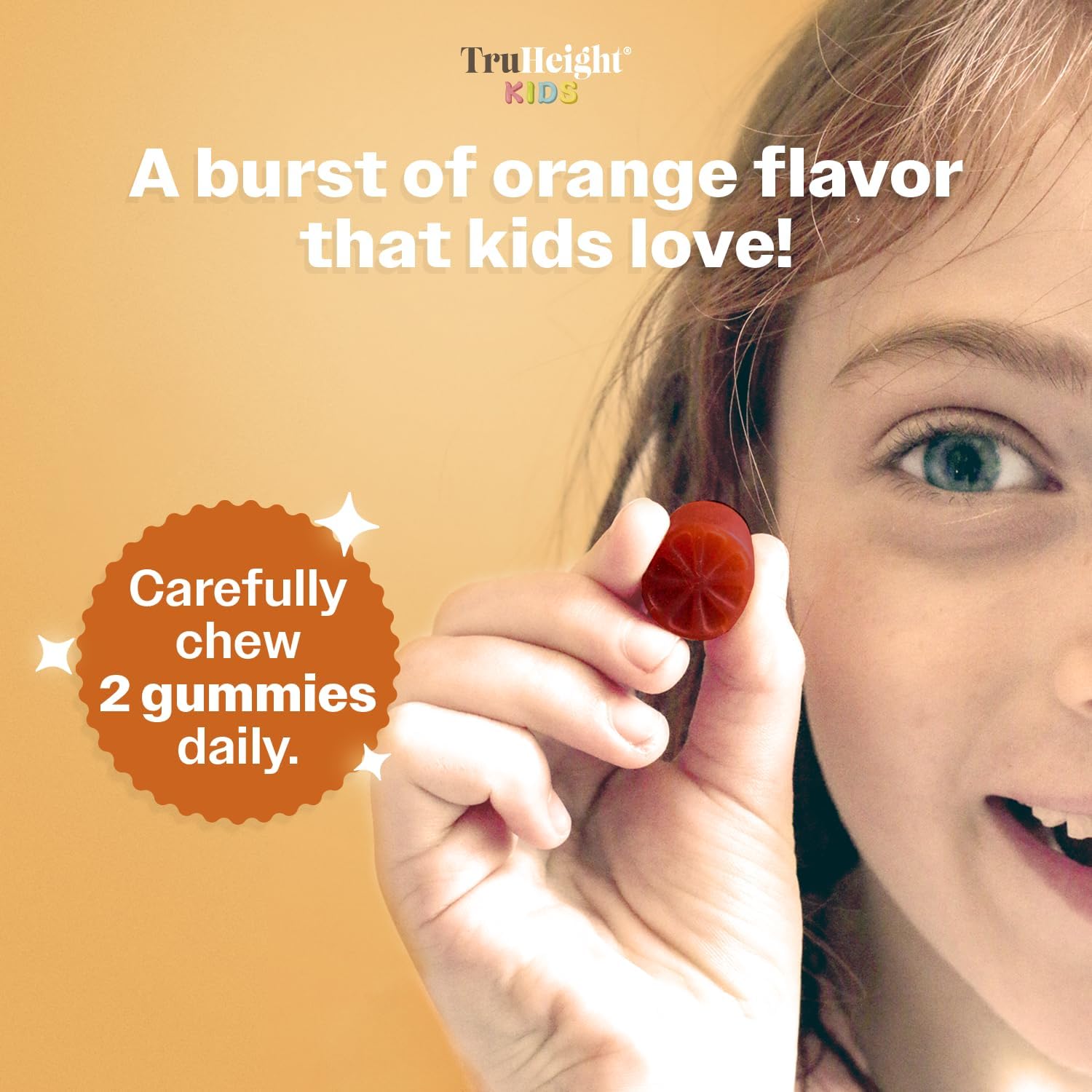 TruHeight Kids Brain Growth Gummies - Gominolas de Omega 3 para Niños (Naranja, 2+ Años)