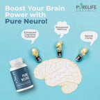PureLife Organics Pure Neuro – Complemento para Eliminar la Niebla Mental, Apoyo a la Memoria y Enfoque – 60 Cápsulas Veganas y Sin Gluten – Fórmula del Doctor